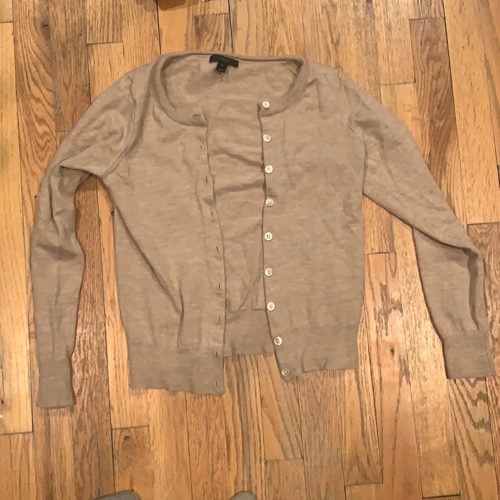 J.Crew Beige 100% Merino Wool Cardigan